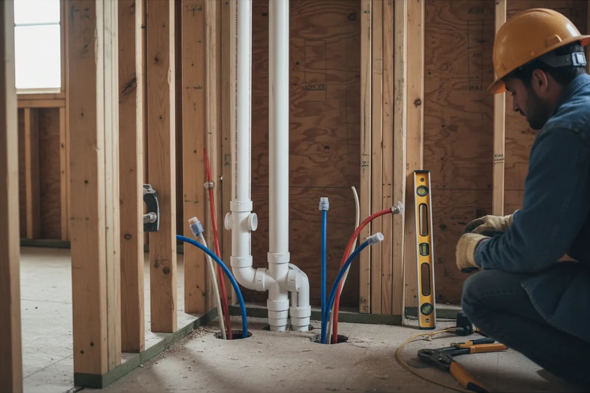 Drain and supply rough-in during Drain Cleaning in Oilton